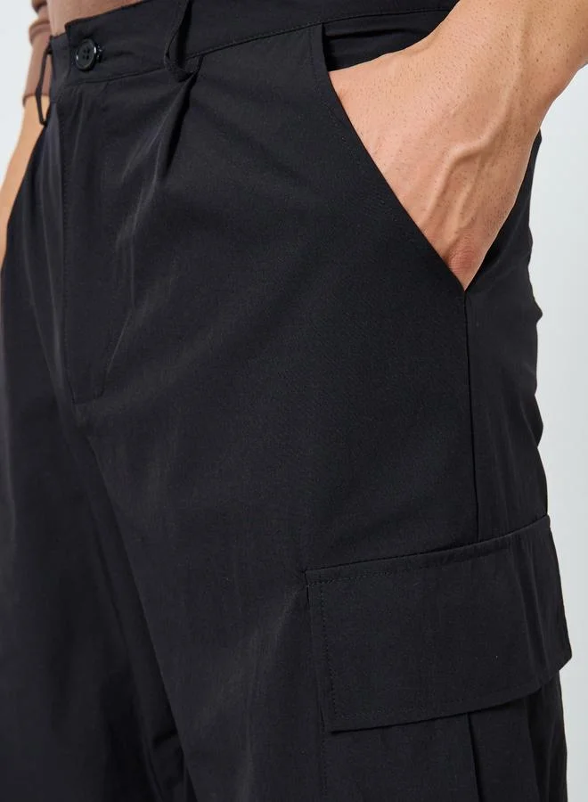 Styli Black Men Oversized Straight Leg Streetwear Cargo Pants for Men | Best Price UAE